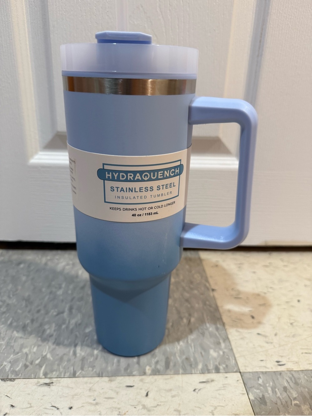 Stainless Steel Insulated Tumbler - Powder Blue Ombré with Handle